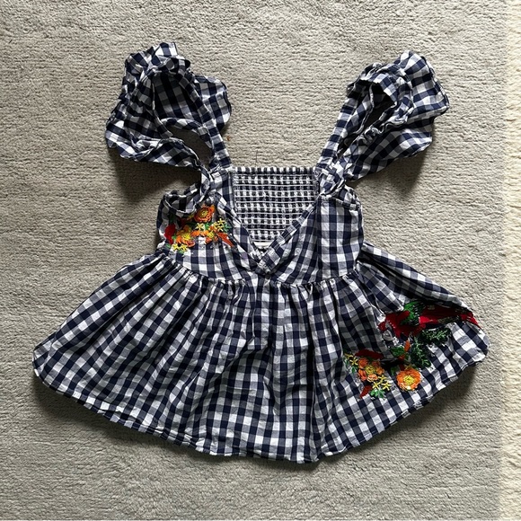 ZARA GINGHAM BLOUSE W/ EMBROIDERED PARROT AND SEQUINS XS - Picture 2 of 4